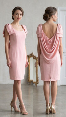 Vintage Eve of Milady Blush Pink Cocktail Dress Draped Cowl Back | Women's S/M